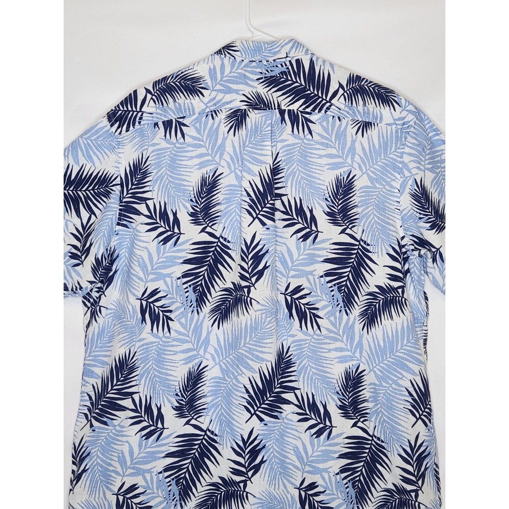Lands' End 100% Linen Short Sleeve Tropical Palm Button Down Shirt Men's Large - Picture 4 of 9